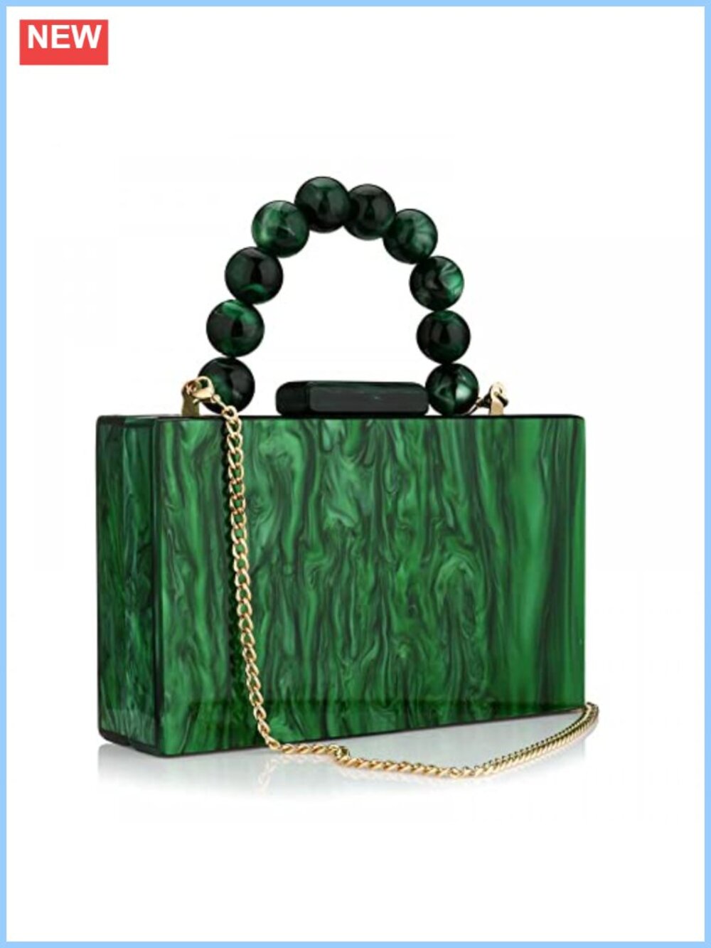 Acrylic Evening Clutch with Pearl Chain Detachable Crossbody Formal Wedding